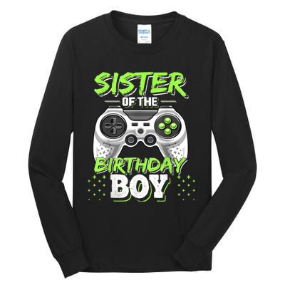 Sister Of The Birthday Boy Matching Video Game Birthday Gift Tall Long Sleeve T-Shirt