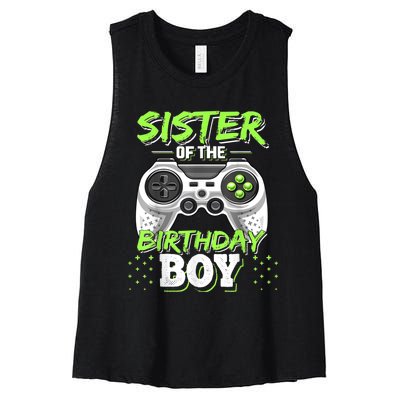 Sister Of The Birthday Boy Matching Video Game Birthday Gift Women's Racerback Cropped Tank