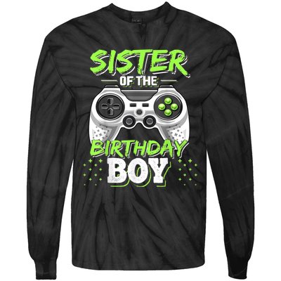 Sister Of The Birthday Boy Matching Video Game Birthday Gift Tie-Dye Long Sleeve Shirt