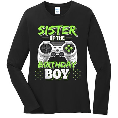 Sister Of The Birthday Boy Matching Video Game Birthday Gift Ladies Long Sleeve Shirt