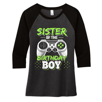 Sister Of The Birthday Boy Matching Video Game Birthday Gift Women's Tri-Blend 3/4-Sleeve Raglan Shirt