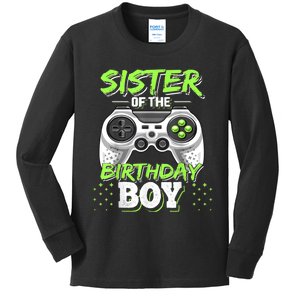 Sister Of The Birthday Boy Matching Video Game Birthday Gift Kids Long Sleeve Shirt