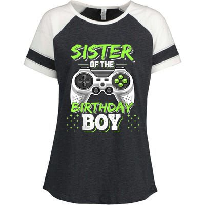 Sister Of The Birthday Boy Matching Video Game Birthday Gift Enza Ladies Jersey Colorblock Tee