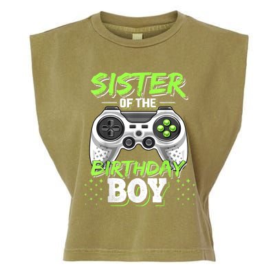 Sister Of The Birthday Boy Matching Video Game Birthday Gift Garment-Dyed Women's Muscle Tee