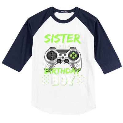 Sister Of The Birthday Boy Matching Video Game Birthday Gift Baseball Sleeve Shirt