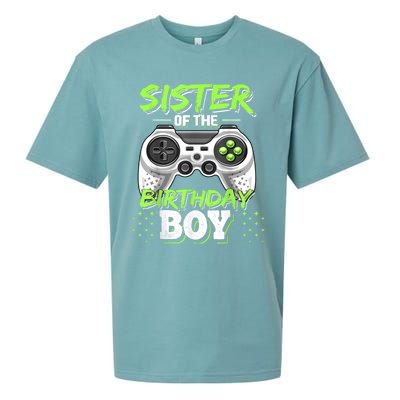 Sister Of The Birthday Boy Matching Video Game Birthday Gift Sueded Cloud Jersey T-Shirt