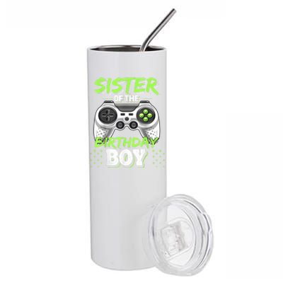 Sister Of The Birthday Boy Matching Video Game Birthday Gift Stainless Steel Tumbler