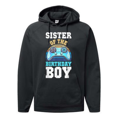 Sister Of The Birthday Boy Matching Video Gamer Birthday Performance Fleece Hoodie