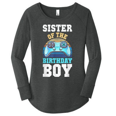 Sister Of The Birthday Boy Matching Video Gamer Birthday Women's Perfect Tri Tunic Long Sleeve Shirt