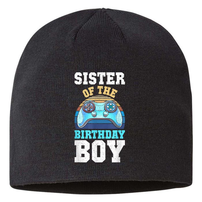 Sister Of The Birthday Boy Matching Video Gamer Birthday Sustainable Beanie