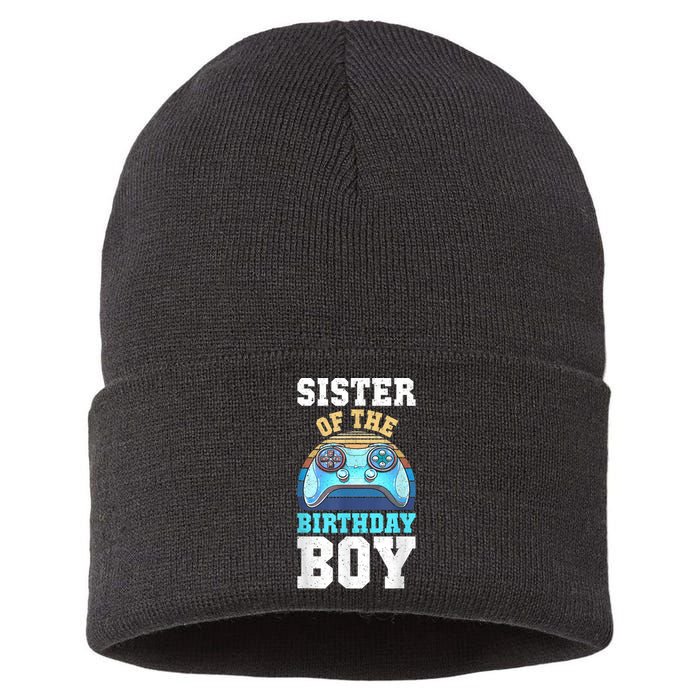 Sister Of The Birthday Boy Matching Video Gamer Birthday Sustainable Knit Beanie