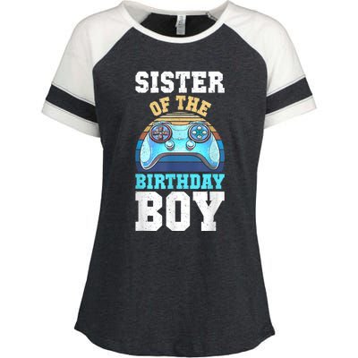 Sister Of The Birthday Boy Matching Video Gamer Birthday Enza Ladies Jersey Colorblock Tee