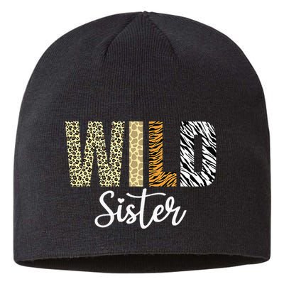 Sister Of The Wild One Zoo Birthday Safari Jungle Animal Sis Sustainable Beanie