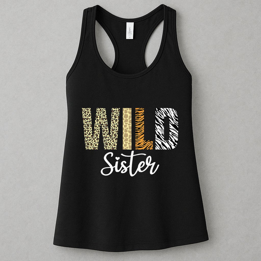 Sister Of The Wild One Zoo Birthday Safari Jungle Animal Sis Womens Tank Top