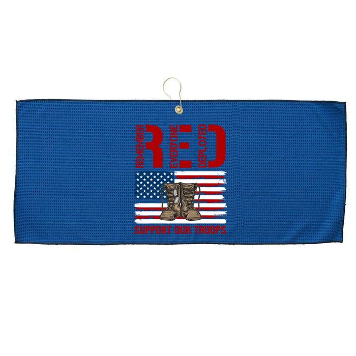 Support Our Troops Soldier Veteran Red Friday Military Large Microfiber Waffle Golf Towel