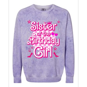 Sister Of The Birthday Girl Doll Family Party Colorblast Crewneck Sweatshirt