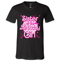 Sister Of The Birthday Girl Doll Family Party V-Neck T-Shirt