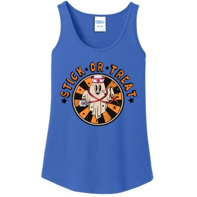 Stick Or Treat Retro Funny Nurse Cool Halloween Groovy Gift Ladies Essential Tank