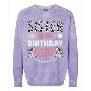 Sister Of The Birthday Cow Birthday Farm Animal Colorblast Crewneck Sweatshirt