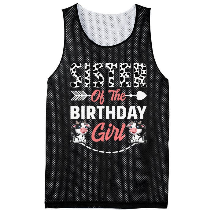 Sister Of The Birthday Cow Birthday Farm Animal Mesh Reversible Basketball Jersey Tank