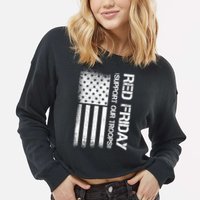 Support Our Troops Red Friday Cropped Pullover Crew