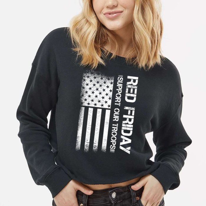 Support Our Troops Red Friday Cropped Pullover Crew