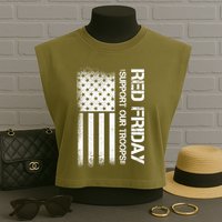 Support Our Troops Red Friday Garment-Dyed Women's Muscle Tee