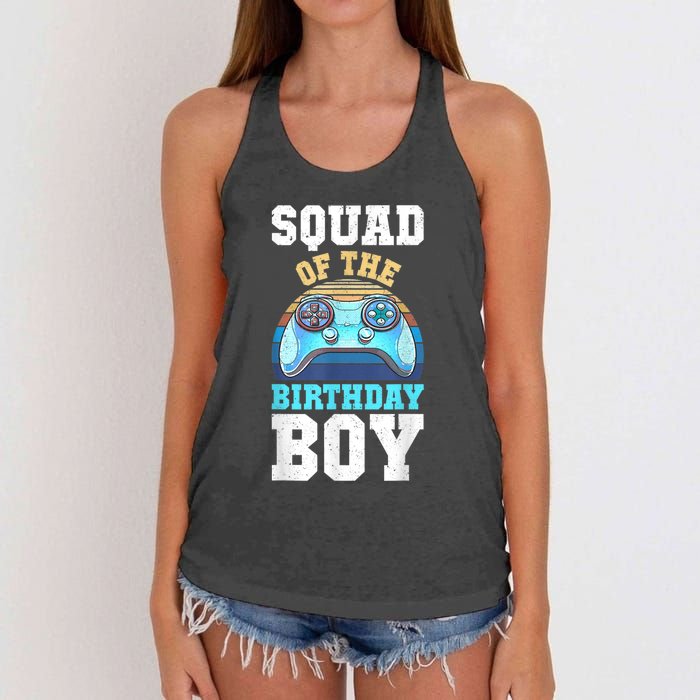 Squad Of The Birthday Boy Matching Video Gamer Birthday Women's Knotted Racerback Tank