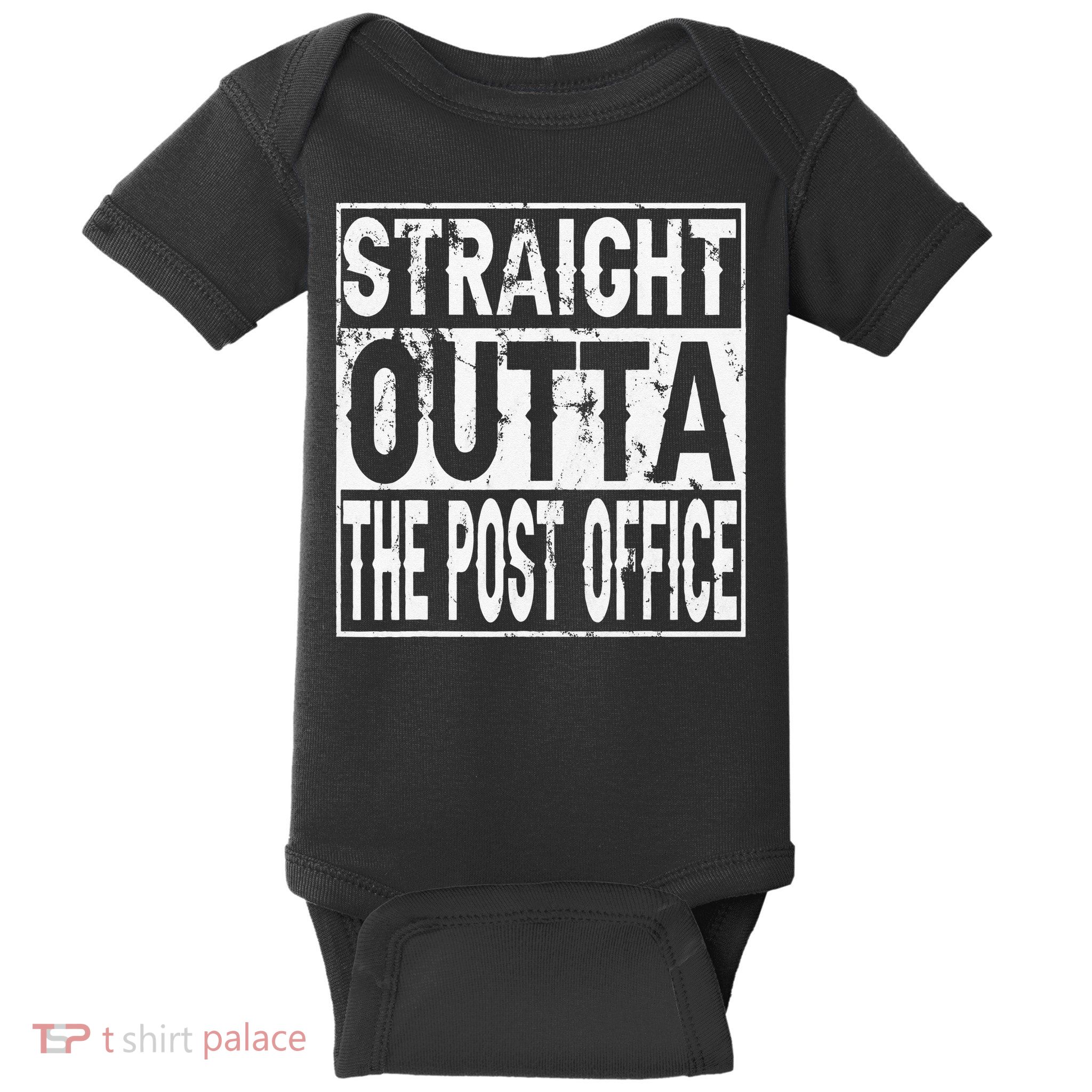 Straight Outta The Post Office Funny Postal Worker Baby Bodysuit
