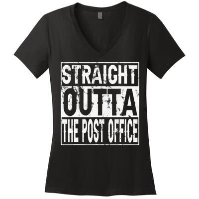 Straight Outta The Post Office Funny Postal Worker Women's V-Neck T-Shirt