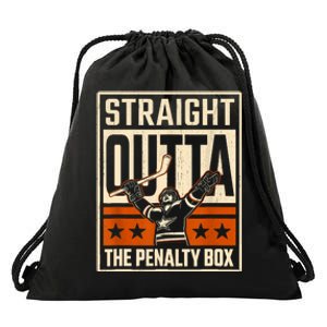 Straight Outta The Penalty Box Funny Hockey Player Fan Lover Drawstring Bag