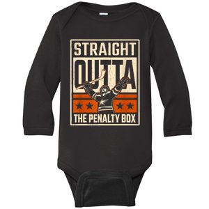 Straight Outta The Penalty Box Funny Hockey Player Fan Lover Baby Long Sleeve Bodysuit