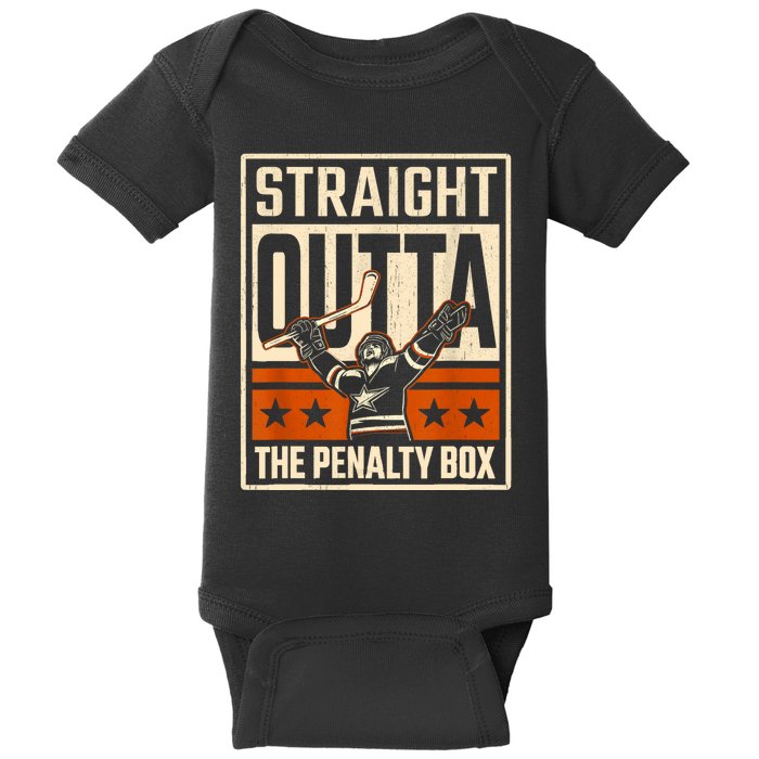 Straight Outta The Penalty Box Funny Hockey Player Fan Lover Baby Bodysuit