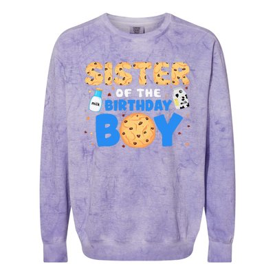 Sister Of The Birthday Boy Milk And Cookies 1st Birthday Colorblast Crewneck Sweatshirt