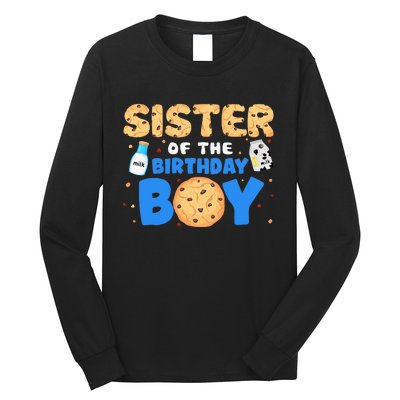 Sister Of The Birthday Boy Milk And Cookies 1st Birthday Long Sleeve Shirt