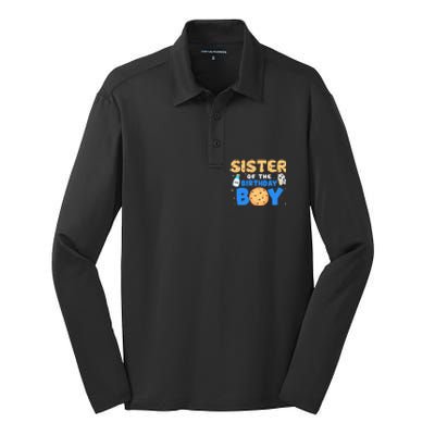 Sister Of The Birthday Boy Milk And Cookies 1st Birthday Silk Touch Performance Long Sleeve Polo