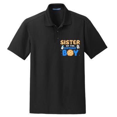 Sister Of The Birthday Boy Milk And Cookies 1st Birthday Dry Zone Grid Polo