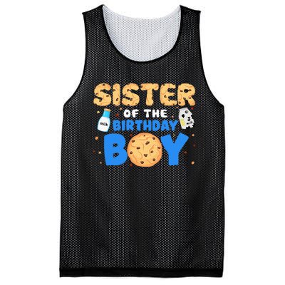 Sister Of The Birthday Boy Milk And Cookies 1st Birthday Mesh Reversible Basketball Jersey Tank