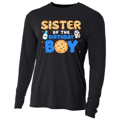 Sister Of The Birthday Boy Milk And Cookies 1st Birthday Cooling Performance Long Sleeve Crew