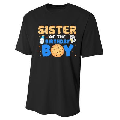 Sister Of The Birthday Boy Milk And Cookies 1st Birthday Performance Sprint T-Shirt