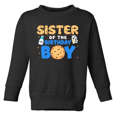 Sister Of The Birthday Boy Milk And Cookies 1st Birthday Toddler Sweatshirt