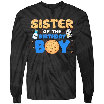 Sister Of The Birthday Boy Milk And Cookies 1st Birthday Tie-Dye Long Sleeve Shirt