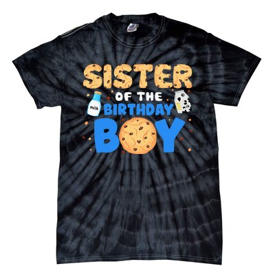 Sister Of The Birthday Boy Milk And Cookies 1st Birthday Tie-Dye T-Shirt