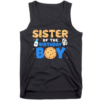 Sister Of The Birthday Boy Milk And Cookies 1st Birthday Tank Top