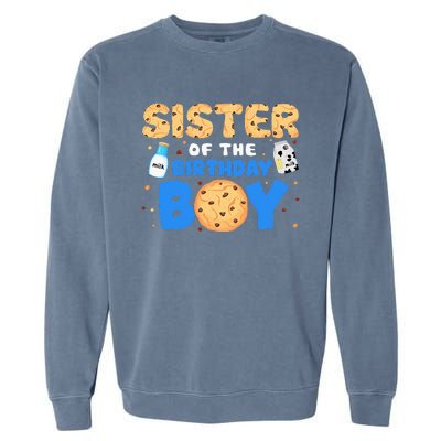 Sister Of The Birthday Boy Milk And Cookies 1st Birthday Garment-Dyed Sweatshirt