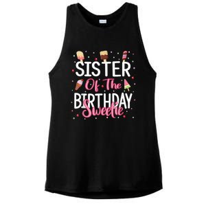 Sister Of The Birthday Sweetie Girl Ice Cream Theme Party Ladies PosiCharge Tri-Blend Wicking Tank