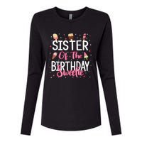 Sister Of The Birthday Sweetie Girl Ice Cream Theme Party Womens Cotton Relaxed Long Sleeve T-Shirt