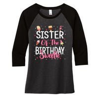 Sister Of The Birthday Sweetie Girl Ice Cream Theme Party Women's Tri-Blend 3/4-Sleeve Raglan Shirt