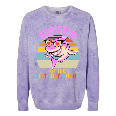 Sister of the Shark Birthday Matching Family Colorblast Crewneck Sweatshirt