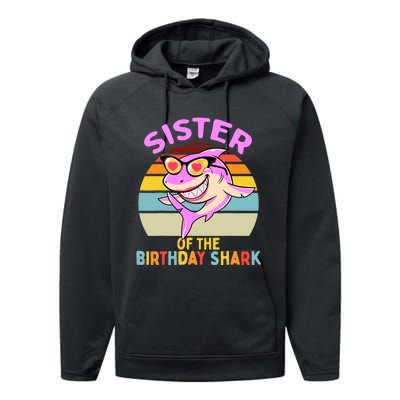 Sister of the Shark Birthday Matching Family Performance Fleece Hoodie